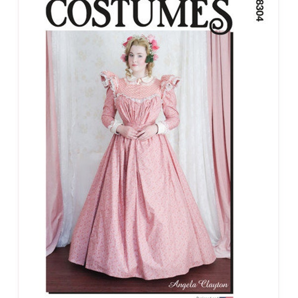 McCall's  Costumes Pattern 8304 Angela Clayton RUFFLED 19th Century TEA DRESS in Misses Sizes 14 16 18 20 22