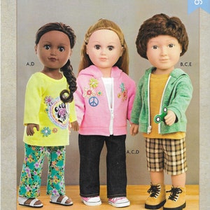HOODIE/PANTS/SHORTS/Knit Tops ~ 18" Unisex Doll Clothes Kwik Sew Pattern #4391 or 10876