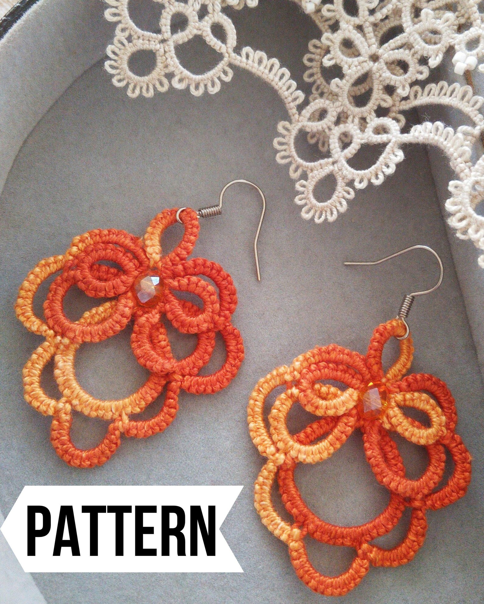 PDF shuttle tatting earrings pattern tatted Earrings tutorial Etsy
