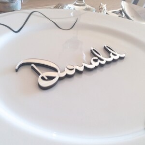 Wedding Place Cards, Wooden Custom Laser Cut Name, Mirror Acrylic Personalized Wedding Table Decor, Place Setting Sign, Best Price_P02