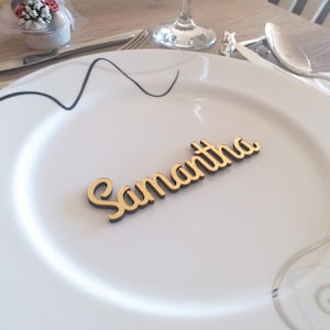 Segnaposti per matrimoni, Nome personalizzato in legno tagliato al laser, Decorazioni per la tavola di nozze personalizzate in acrilico a specchio, Segnaposto, Miglior prezzo_P03