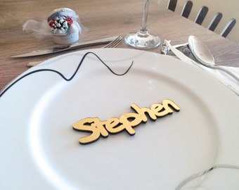 Wedding Place Cards, Wooden Custom Laser Cut Name, Mirror Acrylic Personalized Wedding Table Decor, Place Setting Sign, Best Price_P10