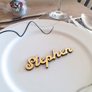 Segnaposti per matrimoni, Nome personalizzato in legno tagliato al laser, Decorazioni per la tavola di nozze personalizzate in acrilico a specchio, Segnaposto, Miglior prezzo_P12