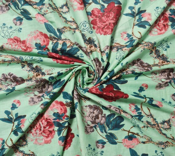 By the Yard Beautiful Floral Print Ethnic Indian Cotton - Etsy
