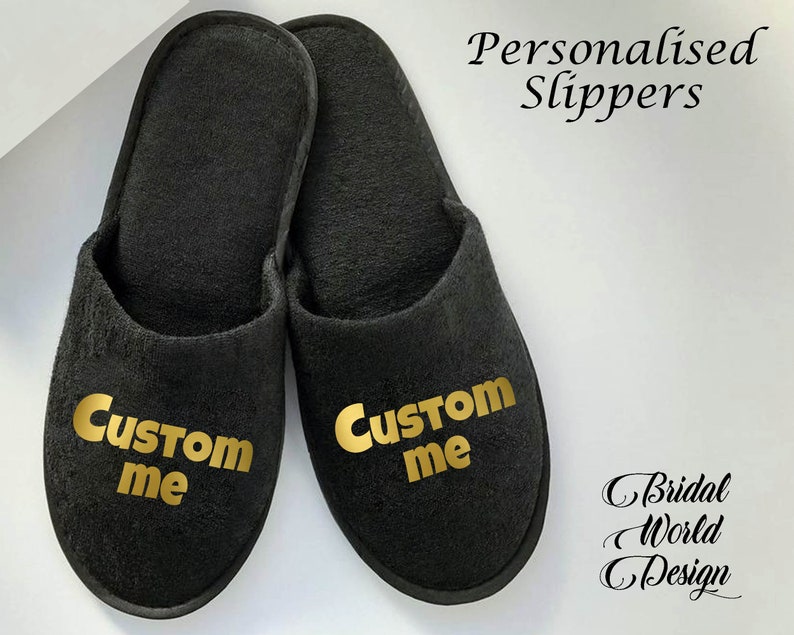 Customized Slippers House Wear Slippers Closed Toe Black | Etsy