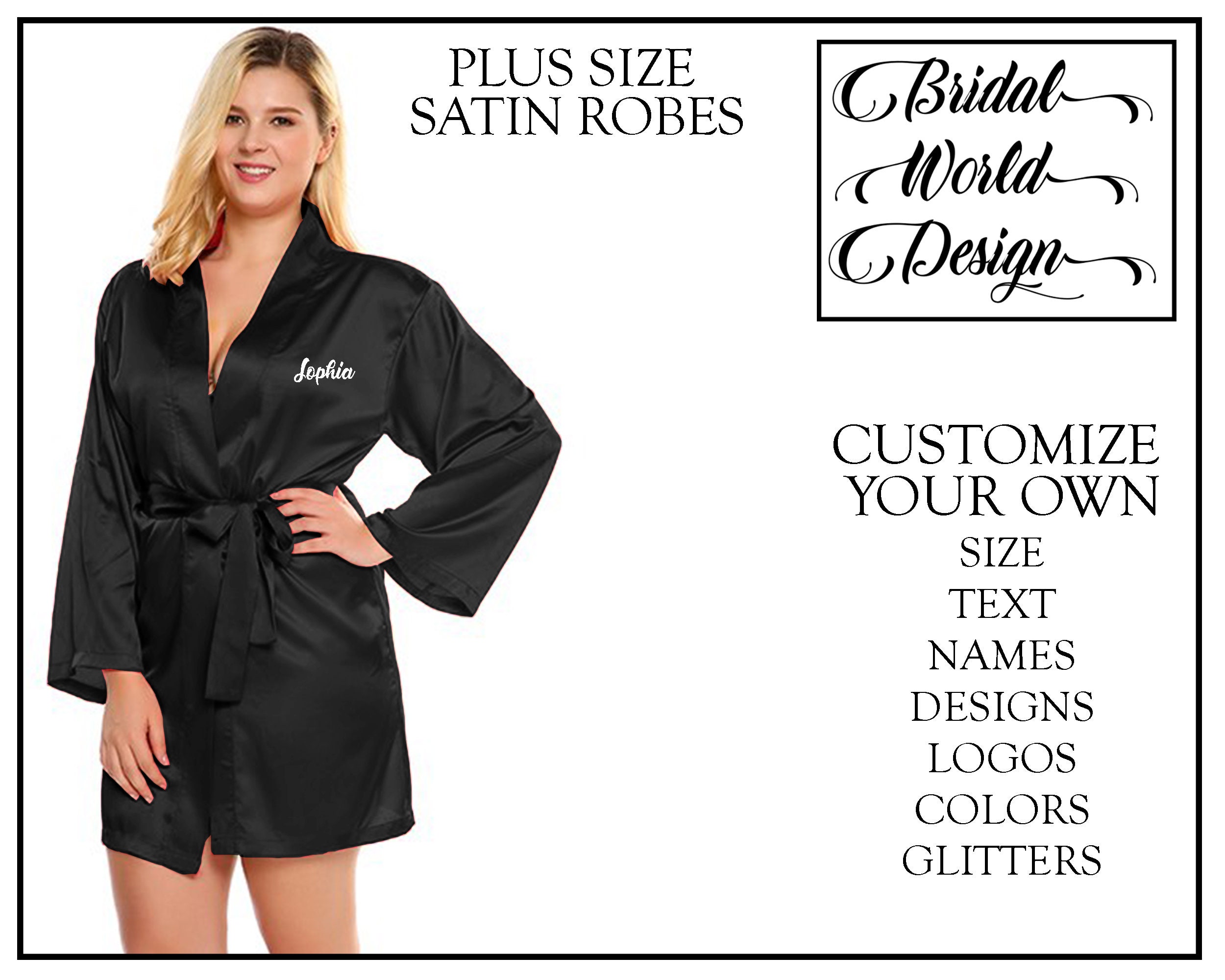 Black Bridesmaid Robes Bridal Shower Robes Custom Satin Robes Etsy