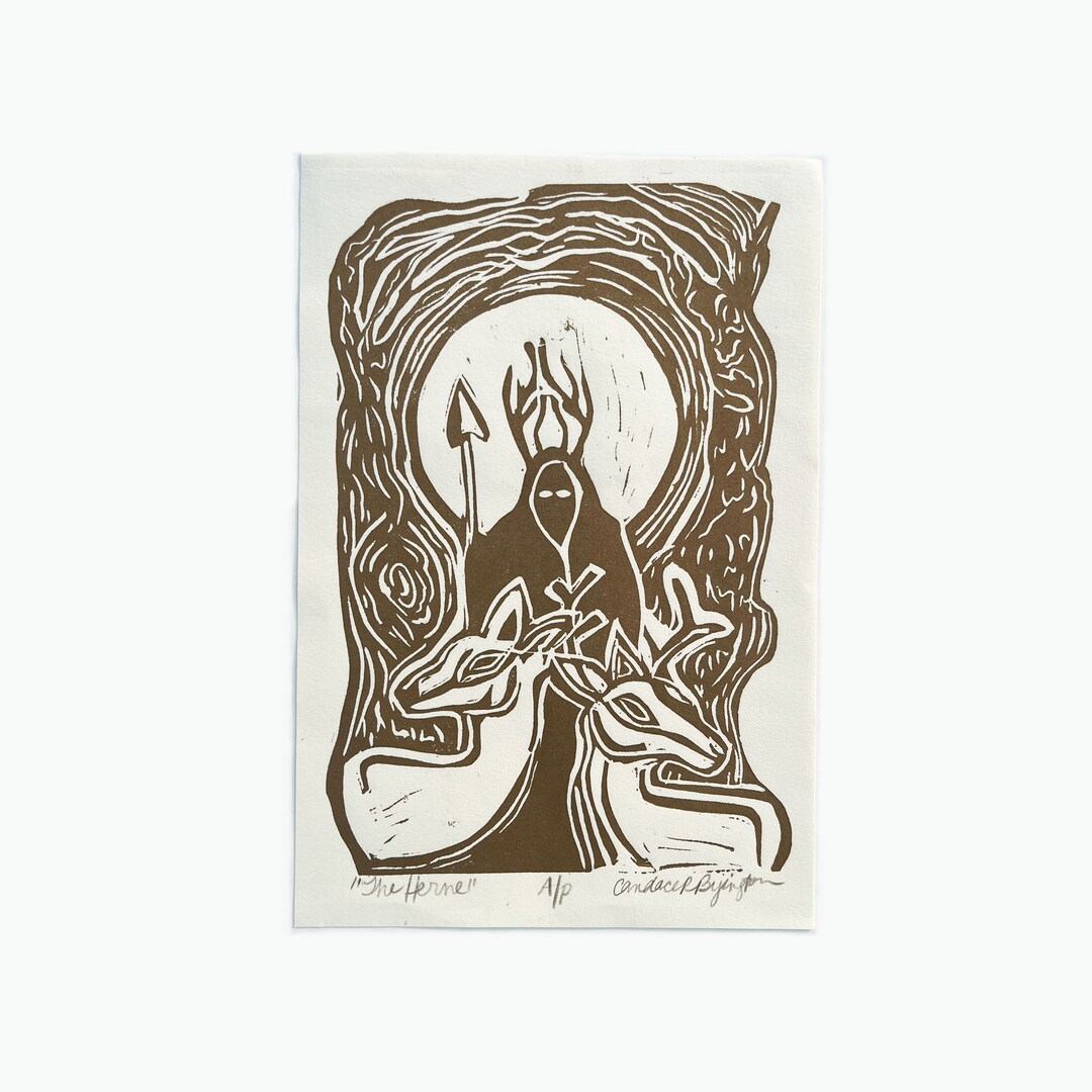 Handmade Cernunnos Gold Ink Pagan Art Print - Etsy