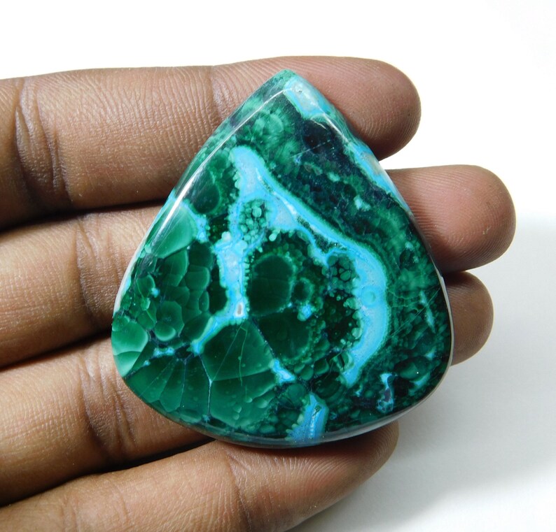 Natural Chrysocolla Malachite Cabochon Beautiful Chrysocolla Malachite Gemstone Malachite Loose Stone 144Cts 45x41x7mm Top Grade AAA