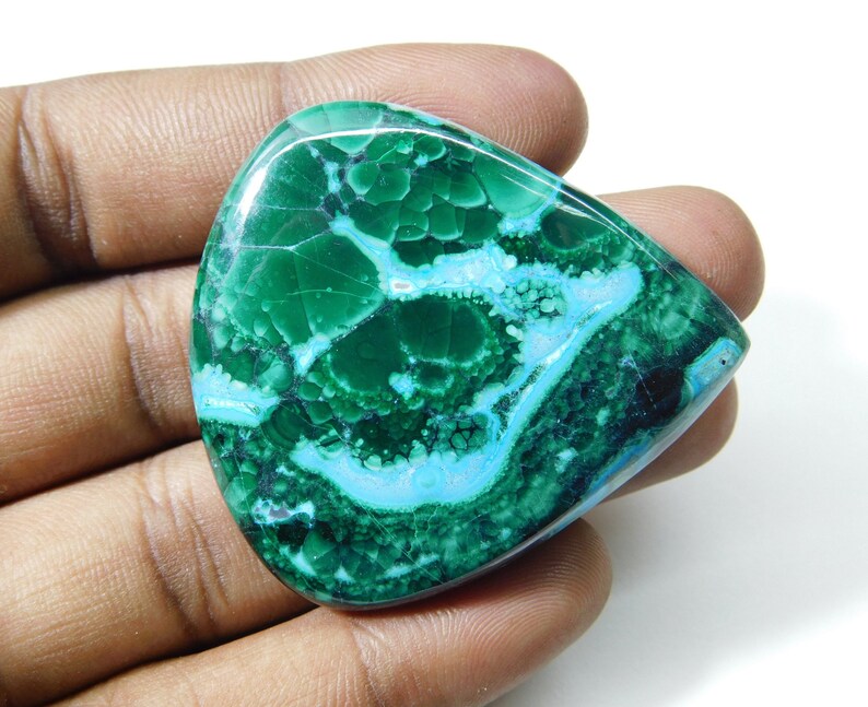 Natural Chrysocolla Malachite Cabochon Beautiful Chrysocolla Malachite Gemstone Malachite Loose Stone 144Cts 45x41x7mm Top Grade AAA