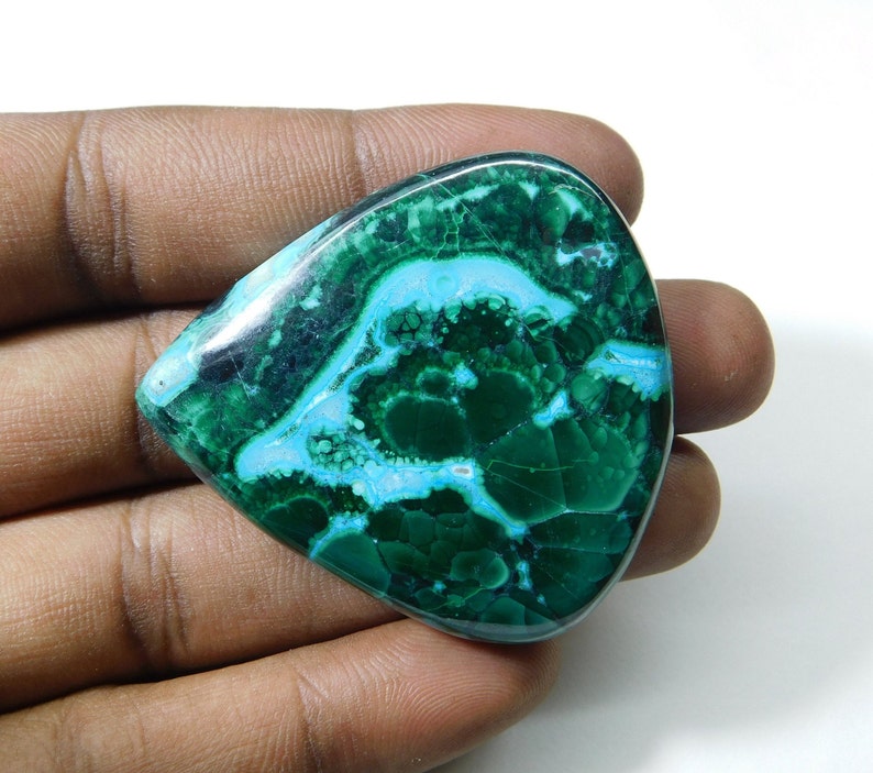 Natural Chrysocolla Malachite Cabochon Beautiful Chrysocolla Malachite Gemstone Malachite Loose Stone 144Cts 45x41x7mm Top Grade AAA