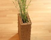 Plant basket made of braid and metal, decorative object, ideal for bamboo, grass planter braid metal vintage mid century vase for decoration