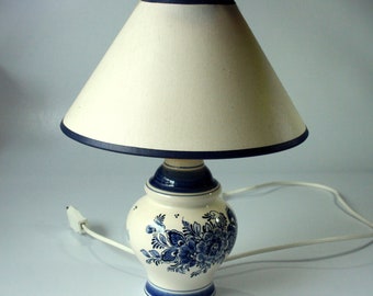 Lampada da tavolo Delft lampada da soggiorno in ceramica dipinta a mano, vintage, metà secolo, lampada da tavolo Delft dipinta a mano