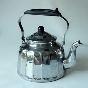 Very rare large Linnschiff kettle metal kettle tea kettle with copper bottom - vintage from the 1950s, country house kitchen