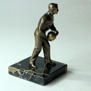 Sports trophy bronze bowler on a marble base, sculpture, figurine, without inscription, sports award - vintage, mid century