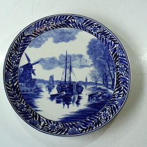 Piatto da parete vintage in ceramica - Delfts Boch Belgio - Vintage, metà secolo - Piatto da parete in ceramica di Delft