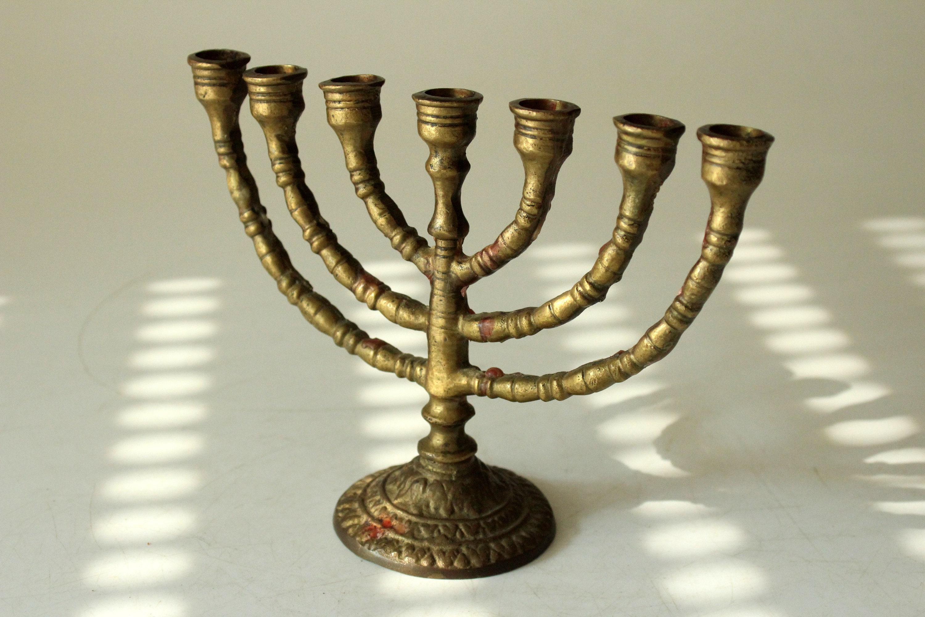 Small menorah brass solid candlestick 7 arms candlestick Etsy