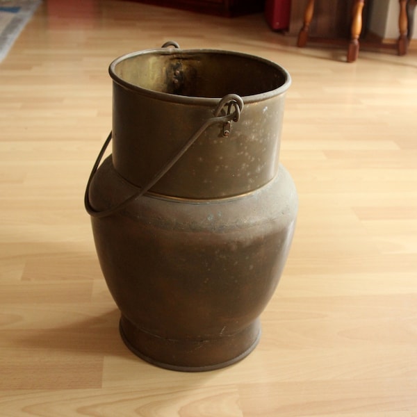 1950 er Stabiler Schirmständer Kupfer Metall mit Griff, Vintage, mid century,  copper and metal umbrella stand with handle, Bodenvase