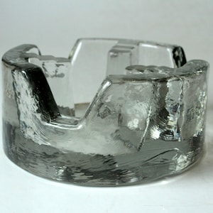 Vintage stövchen heavy glass ice glass tea warmer tealight holder, mid century, tea warmer made of heavy glass ice glass tealight holder