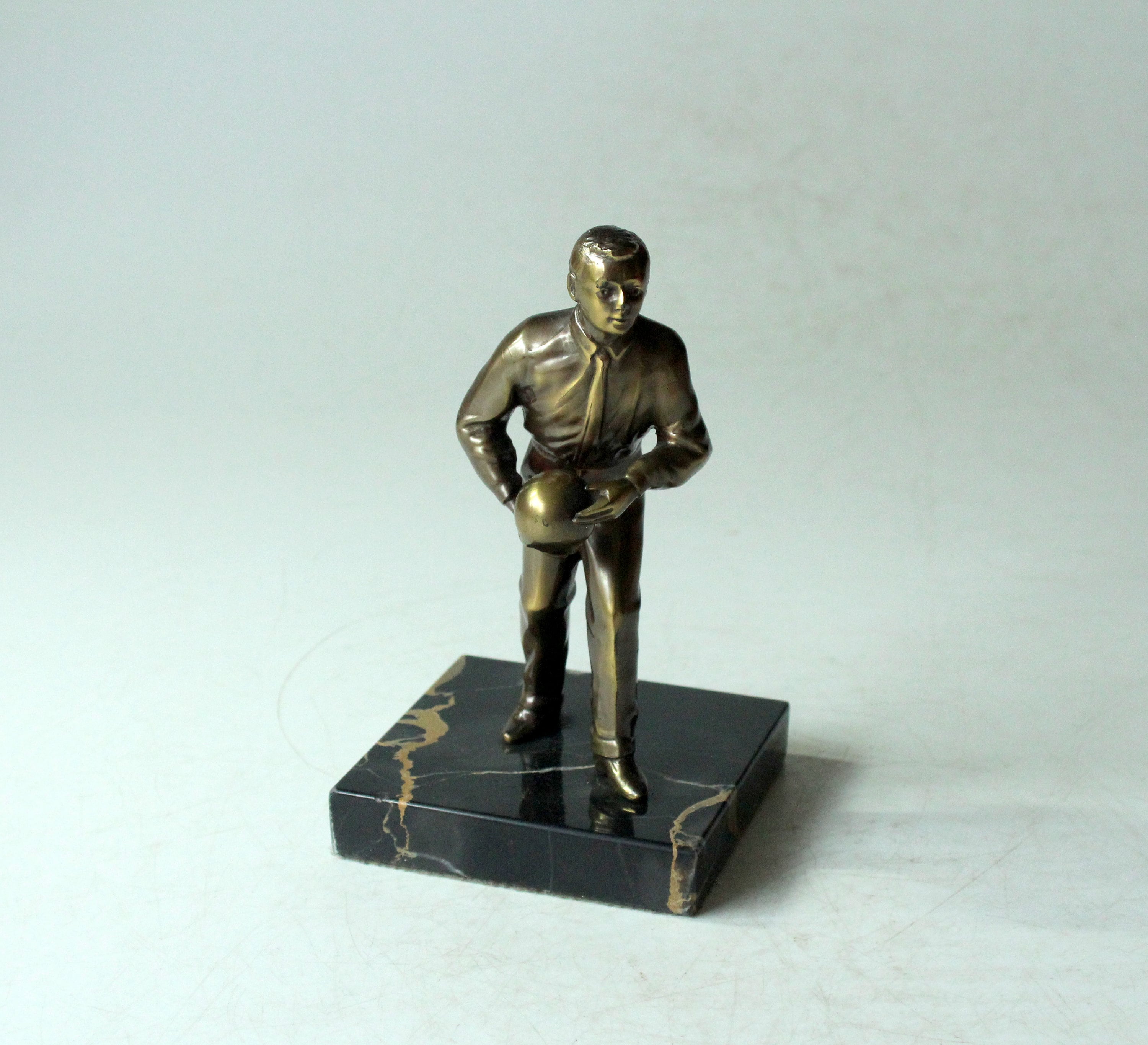 Trophée D'athlétisme En Laiton/bronze Sur Socle Marbre - Déco Vintage, Occasion