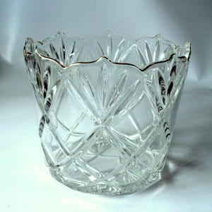 1930s high-quality ice cube container, heavy ice bucket, ice bucket made of lead crystal glass, champagne cooler vintage, mid century, ice bucket