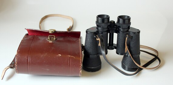 ZODIAC binoculars vintage 8x40, with leather carrying bag, mid century, from the 1970s, binoculars, field glass with leather carrying case