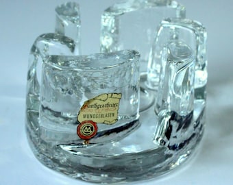 Teelicht Ikea Buder blau türkis Glas Lufteinschlüsse Vintage Teelichthalter Kerzenständer