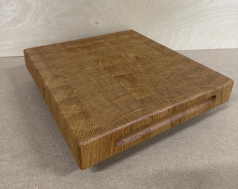 Tabla de cortar de roble macizo de veta final: hecha a mano, estilo bloque de carnicero, duradera, ideal para cocina y regalo.