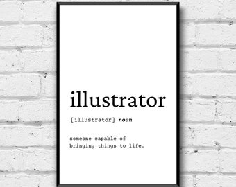 Illustrator Definition Wall Art, Illustrator Gift Idea, Illustrator Digital Print, Gift Idea for Illustrator, Simple Illustrator Office Art