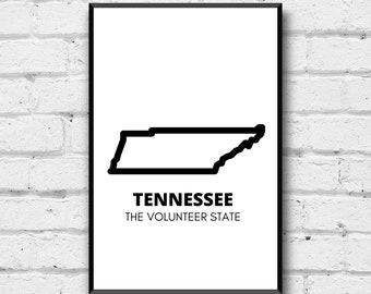 Tennessee State Wall Art, Digital Download, The Volunteer State Home Decor, Digital Print, Tennessee Simple Wall Decor, Tennessee Art Gift