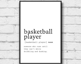 Impresión de definición de jugador de baloncesto: Decoración para habitación de niño (Descarga digital)