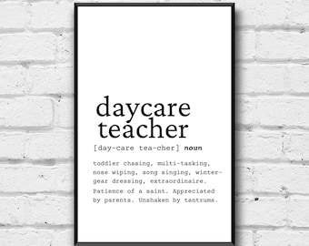 Daycare Teacher Definition Art Print: Gift for Provider (Digital Download)