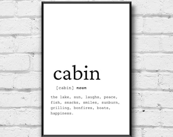 Funny Cabin Definition Art Print: Minnesota Cabin Decor (Digital Download)