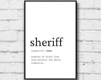 Sheriff Definition Print: Minimalist Office Wall Art (Digital Download)