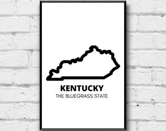 Kentucky State Wall Art, Digital Print, Kentucky Home Decor, Digital Download, KY State Decor, The Bluegrass State Art, Kentucky Home Decor