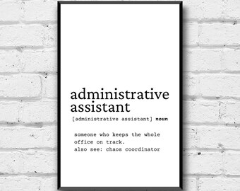Administrative Assistant Definition Print: Office Wall Art (Digital Download)