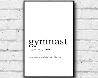 Gymnast Definition Print: Kid&#39;s Room Wall Art (Digital Download)