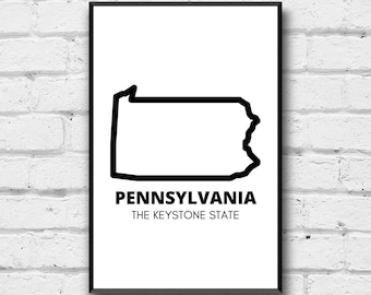 Pennsylvania State Wall Art, Pennsylvania Digital Print, The Keystone State Home Decor, Pennsylvania State Decor, PA State Wall Art