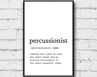 Percussionist Definition Art Print: Funny Musician Gift (Digital Download)