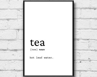 Tea Definition Wall Art, Digital Download, Kitchen Art, Digital Print, Tea Home Decor