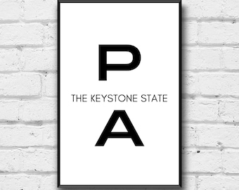 PA Wall Art, Pennsylvania Home Décor, Digital Download, The Keystone State Art, Digital Print, PA Home Decor, The Keystone State Wall Art