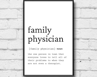 Family Physician Definition Art Print: Doctor Gift (Digital Download)
