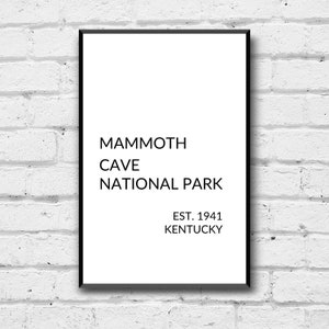 Mammoth Cave National Park Art Print: Minimalist Office Decor (Digital Download)