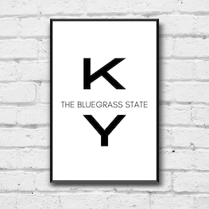 Kentucky State Wandkunst, digitaler Download, Kentucky Initialen Home Decor, Digitaldruck, das Bluegrass State Wandkunst, einfache KY Zustand Dekor