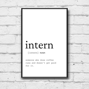 Intern Definition Print: Funny Office Wall Art (Digital Download)