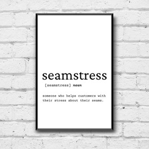Seamstress Definition Art Print: Sewing Gift (Digital Download)