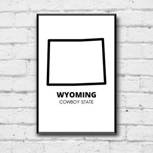 Wyoming State Wall Art, Digital Print, Wyoming Home Decor, Digital Download, WY State Decor, Cowboy State Art, Wyoming Home Decor Print