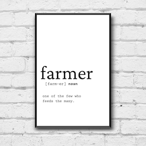 Farmer Definition Wall Art, Digital Download, Definition Home Decor, Gift for Farmer, Farm Art, Simple Farm Gift, Digital Print