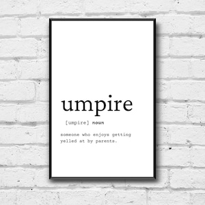 Umpire Definition Print: Funny Baseball Gift (Digital Download)
