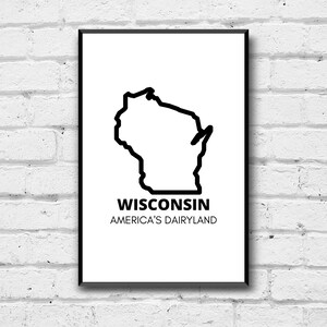 Wisconsin State Art Print: Minimalist Home Decor (Digital Download)
