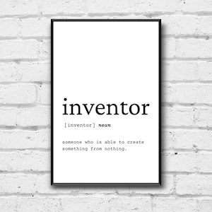Inventor Definition Art Print: Simple Office Decor (Digital Download)